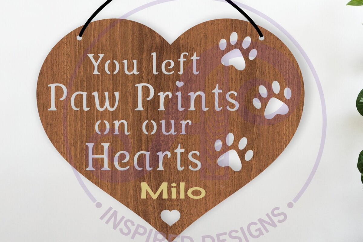 Σετ των 2 Intra απο ξύλο plywood 3mm-4mm πάχος – Επιτοίχια πινακίδα καρδιάς αναμνηστικού κατοικίδιου, αρχείο Δίασταση  20x20 cm INTRAFABR-120607296