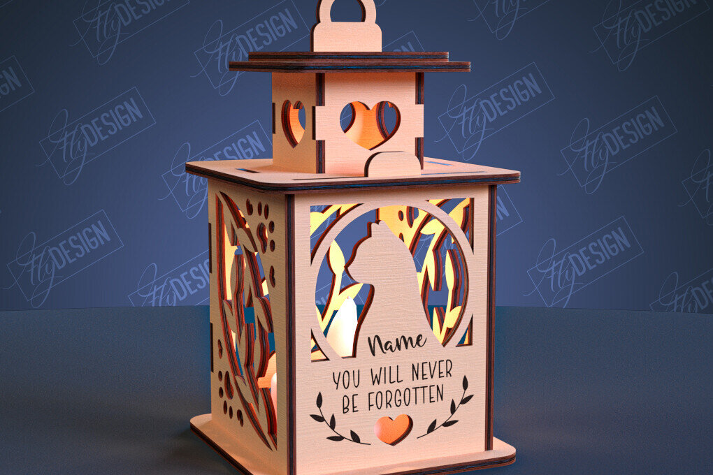 Σετ των 2 Intra απο ξύλο plywood 3mm-4mm πάχος – Φανάρι Μνήμης Ζώων | 3D Φανάρι | CNC Δίασταση  20x20 cm INTRAFABR-99067493