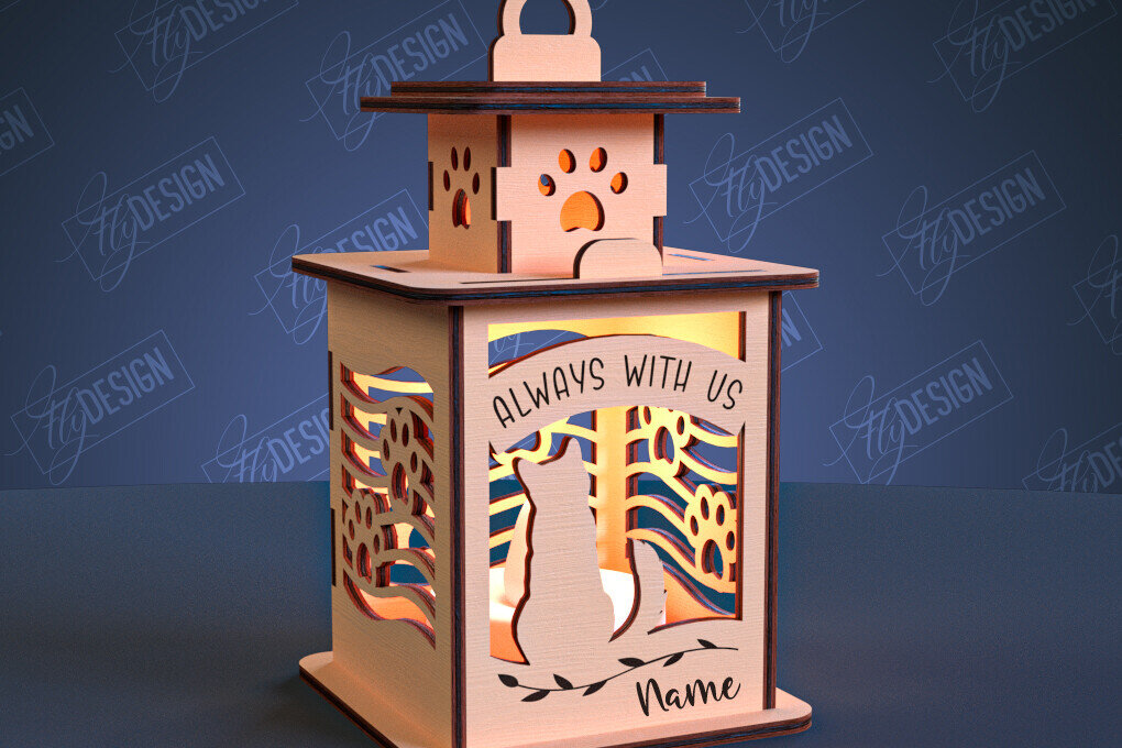 Σετ των 2 Intra απο ξύλο plywood 3mm-4mm πάχος – Φανάρι Μνήμης Ζώων | 3D Φανάρι | CNC Δίασταση  20x20 cm INTRAFABR-99067574