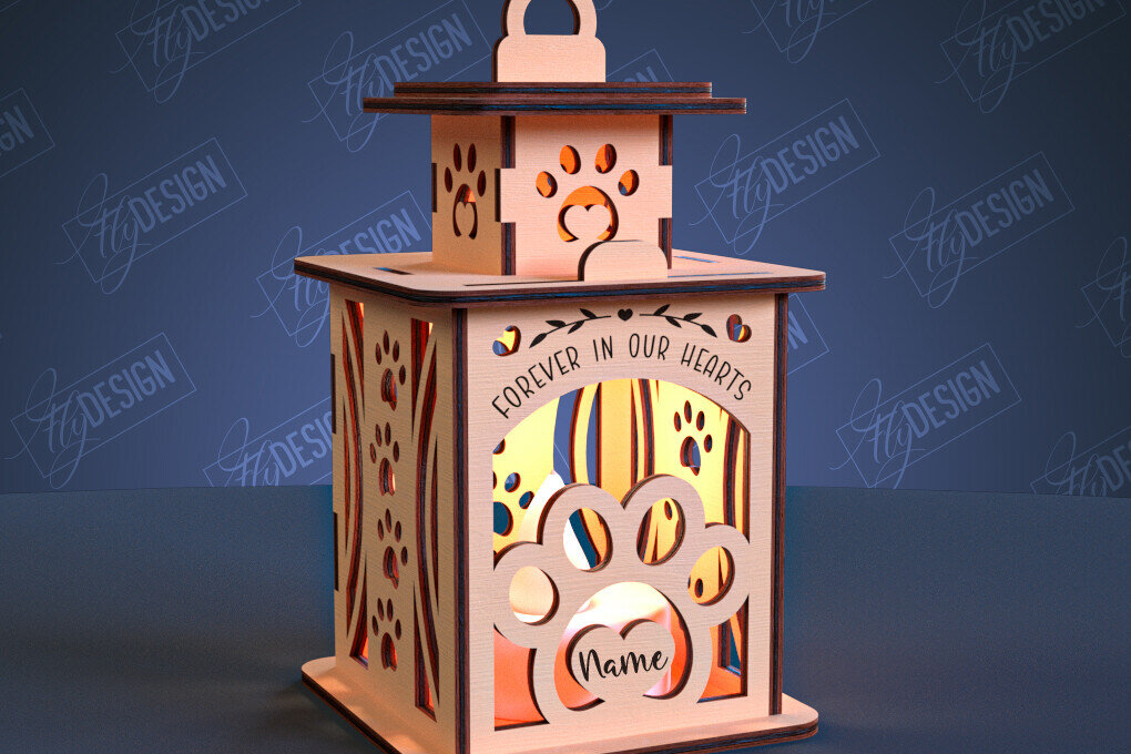 Σετ των 2 Intra απο ξύλο plywood 3mm-4mm πάχος – Φανάρι Μνήμης Ζώων | 3D Φανάρι | CNC Δίασταση  20x20 cm INTRAFABR-99067582