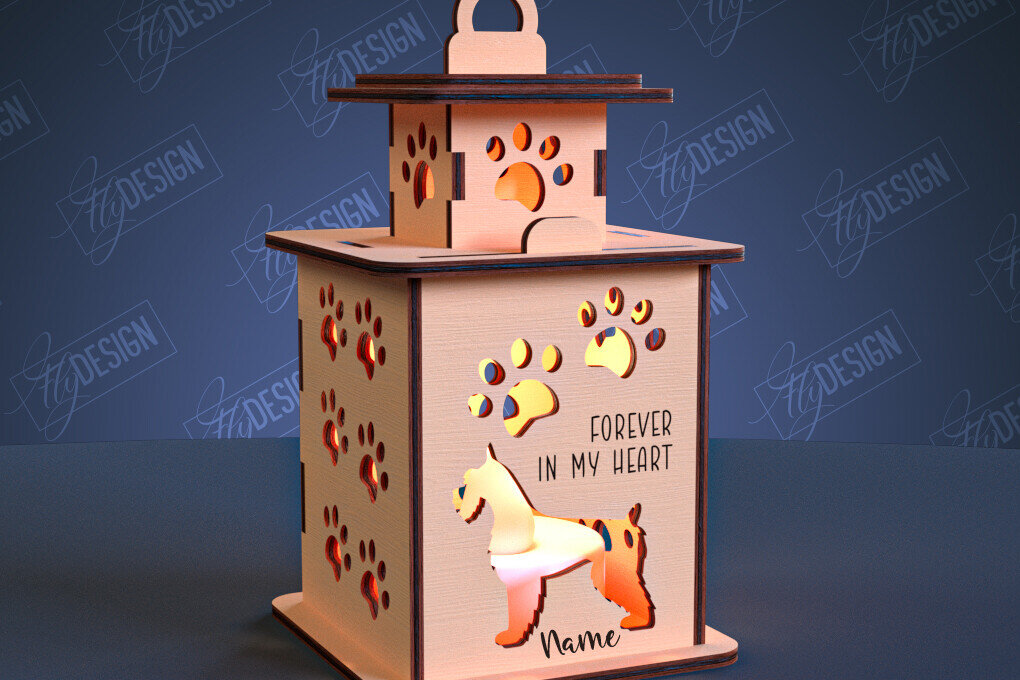 Σετ των 2 Intra απο ξύλο plywood 3mm-4mm πάχος – Φανάρι Μνήμης Ζώων | 3D Φανάρι | CNC Δίασταση  20x20 cm INTRAFABR-99067628