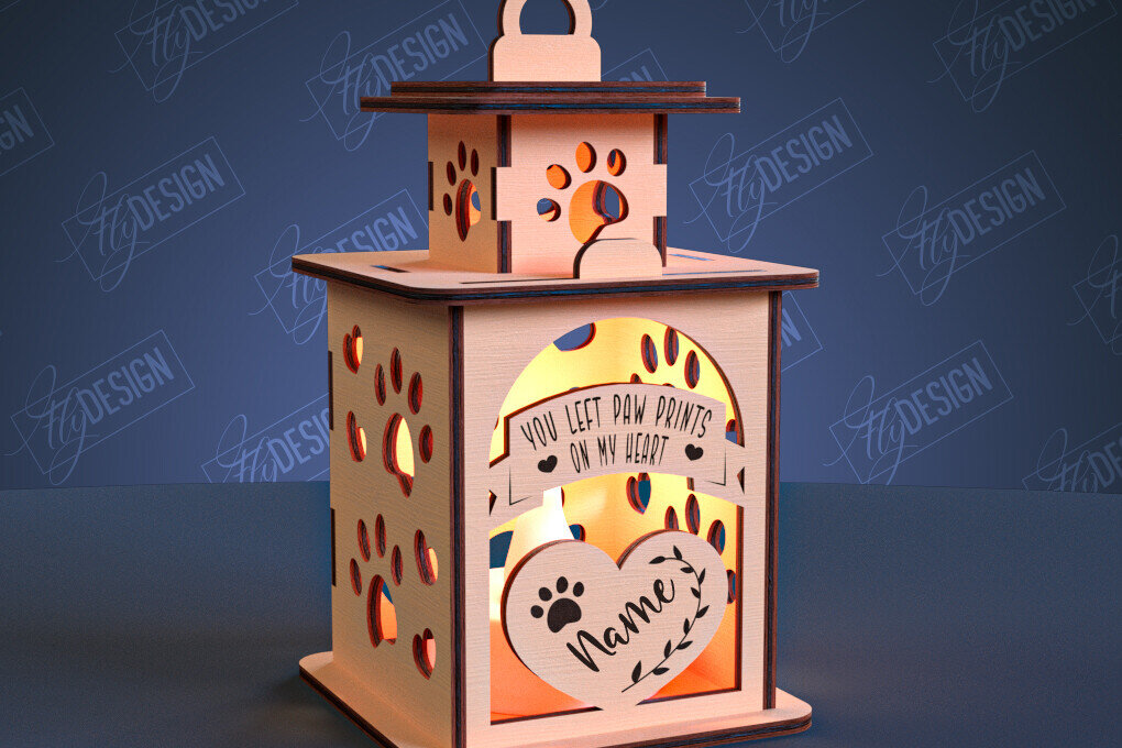 Σετ των 2 Intra απο ξύλο plywood 3mm-4mm πάχος – Φανάρι Μνήμης Ζώων | 3D Φανάρι | CNC Δίασταση  20x20 cm INTRAFABR-99067465