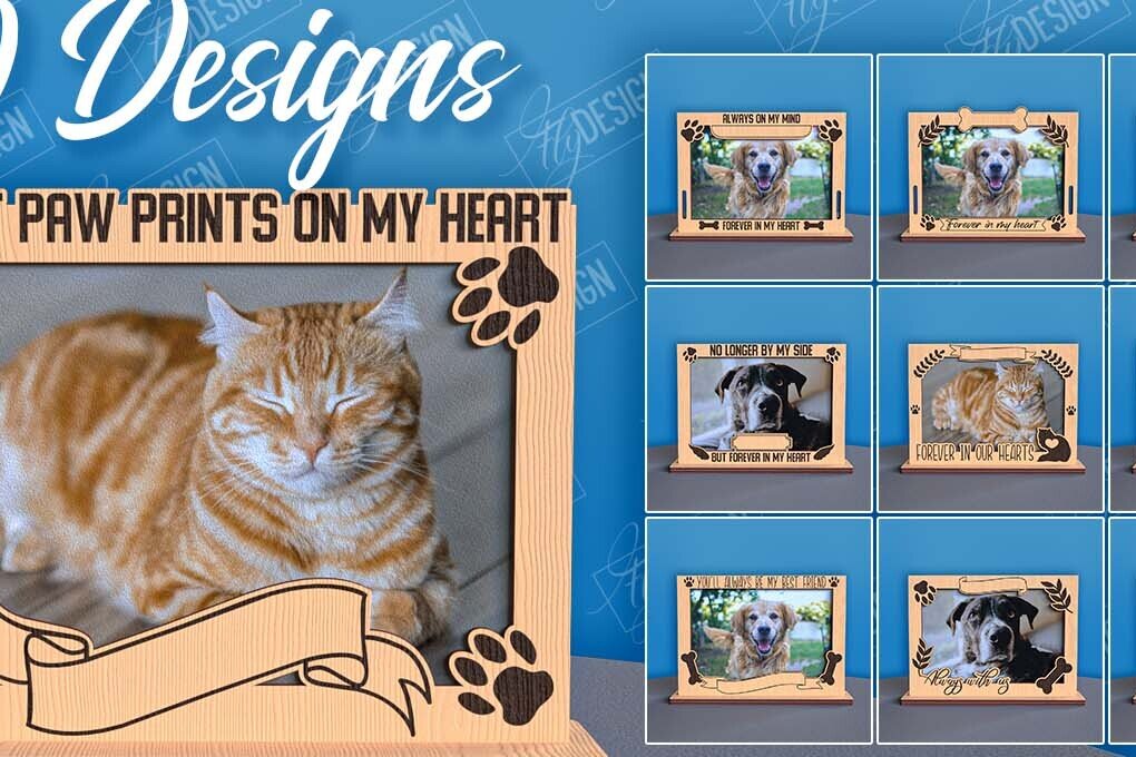 Σετ των 2 Intra απο ξύλο plywood 3mm-4mm πάχος – Πακέτο λέιζερ με κορνίζα φωτογραφιών κατοικίδιων ζώων Memorial Δίασταση  20x20 cm INTRAFABR-96576181