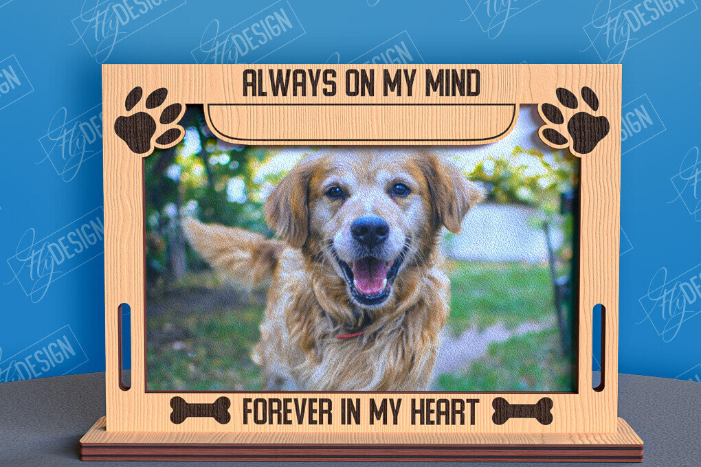 Σετ των 2 Intra απο ξύλο plywood 3mm-4mm πάχος –  λέιζερ κορνίζας φωτογραφιών κατοικίδιων ζώων Memorial Δίασταση  20x20 cm INTRAFABR-96576061