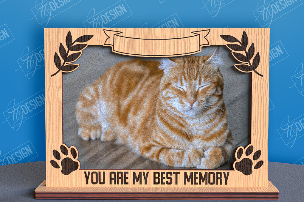 Σετ των 2 Intra απο ξύλο plywood 3mm-4mm πάχος –  λέιζερ κορνίζας φωτογραφιών κατοικίδιων ζώων Memorial Δίασταση  20x20 cm INTRAFABR-96576032