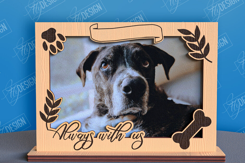 Σετ των 2 Intra απο ξύλο plywood 3mm-4mm πάχος –  λέιζερ κορνίζας φωτογραφιών κατοικίδιων ζώων Memorial Δίασταση  20x20 cm INTRAFABR-96576036