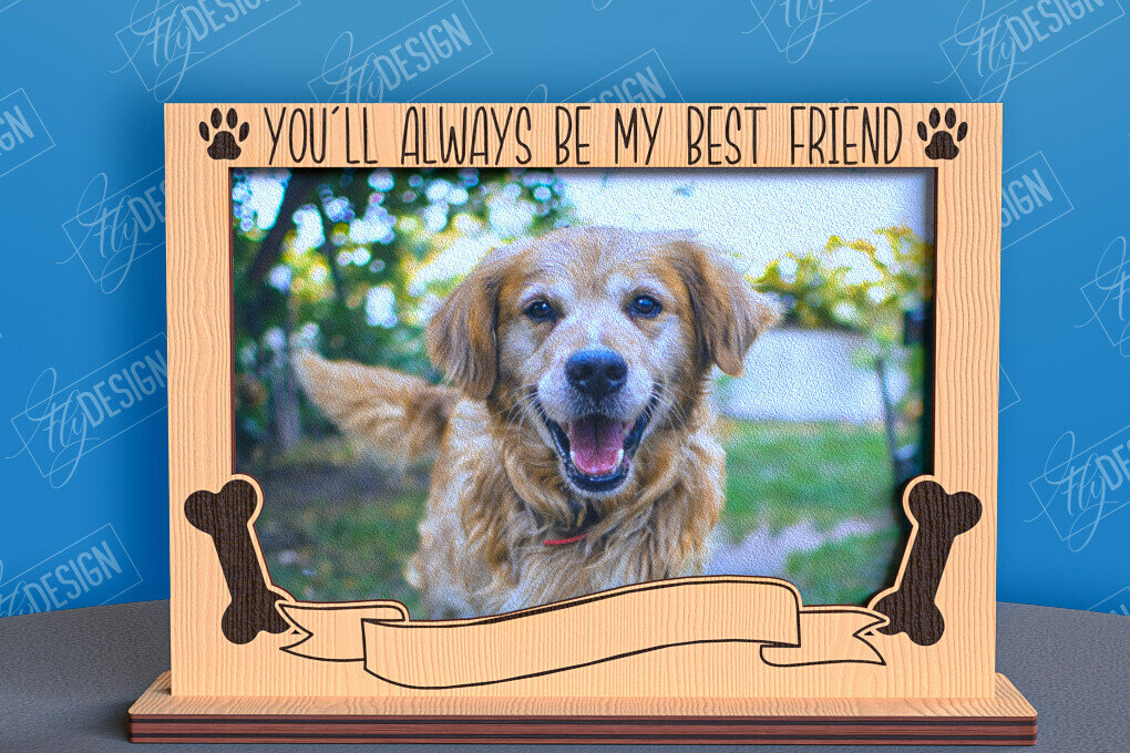 Σετ των 2 Intra απο ξύλο plywood 3mm-4mm πάχος –  λέιζερ κορνίζας φωτογραφιών κατοικίδιων ζώων Memorial Δίασταση  20x20 cm INTRAFABR-96576041