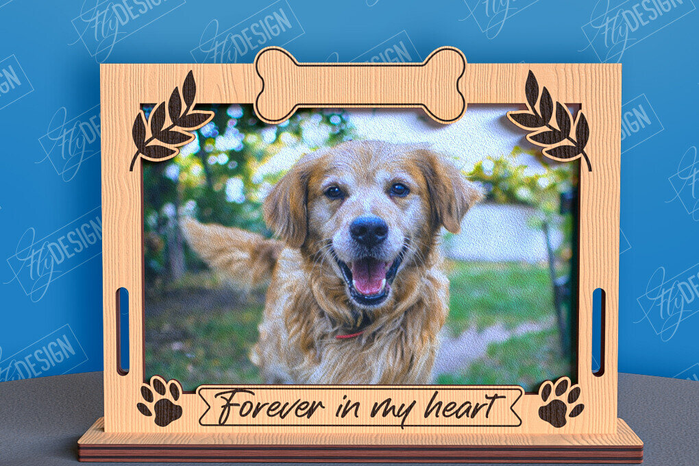 Σετ των 2 Intra απο ξύλο plywood 3mm-4mm πάχος –  λέιζερ κορνίζας φωτογραφιών κατοικίδιων ζώων Memorial Δίασταση  20x20 cm INTRAFABR-96576054