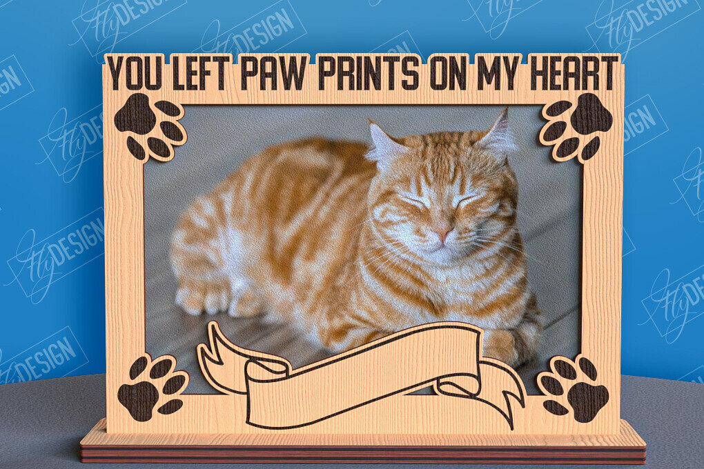 Σετ των 2 Intra απο ξύλο plywood 3mm-4mm πάχος –  λέιζερ κορνίζας φωτογραφιών κατοικίδιων ζώων Memorial Δίασταση  20x20 cm INTRAFABR-96576018