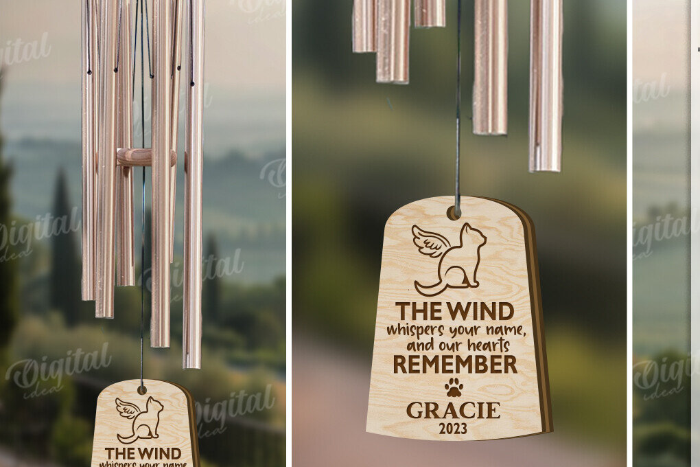 Σετ των 2 Intra απο ξύλο plywood 3mm-4mm πάχος – Pet Memorial Wind Chime Cut Laser Δίασταση  20x20 cm INTRAFABR-119675553