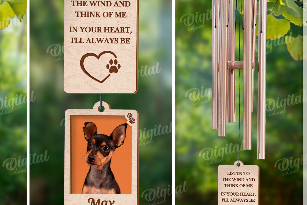 Σετ των 2 Intra απο ξύλο plywood 3mm-4mm πάχος – Pet Memorial Wind Chime Cut Laser Δίασταση  20x20 cm INTRAFABR-122058480