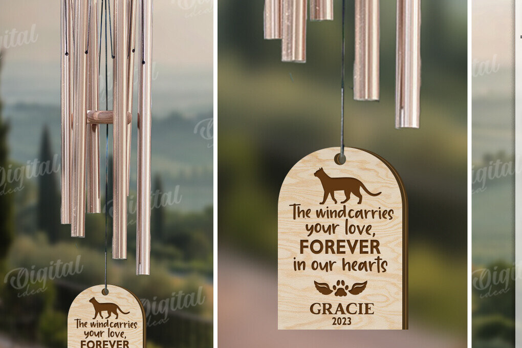 Σετ των 2 Intra απο ξύλο plywood 3mm-4mm πάχος – Pet Memorial Wind Chime Cut Laser Δίασταση  20x20 cm INTRAFABR-119675274