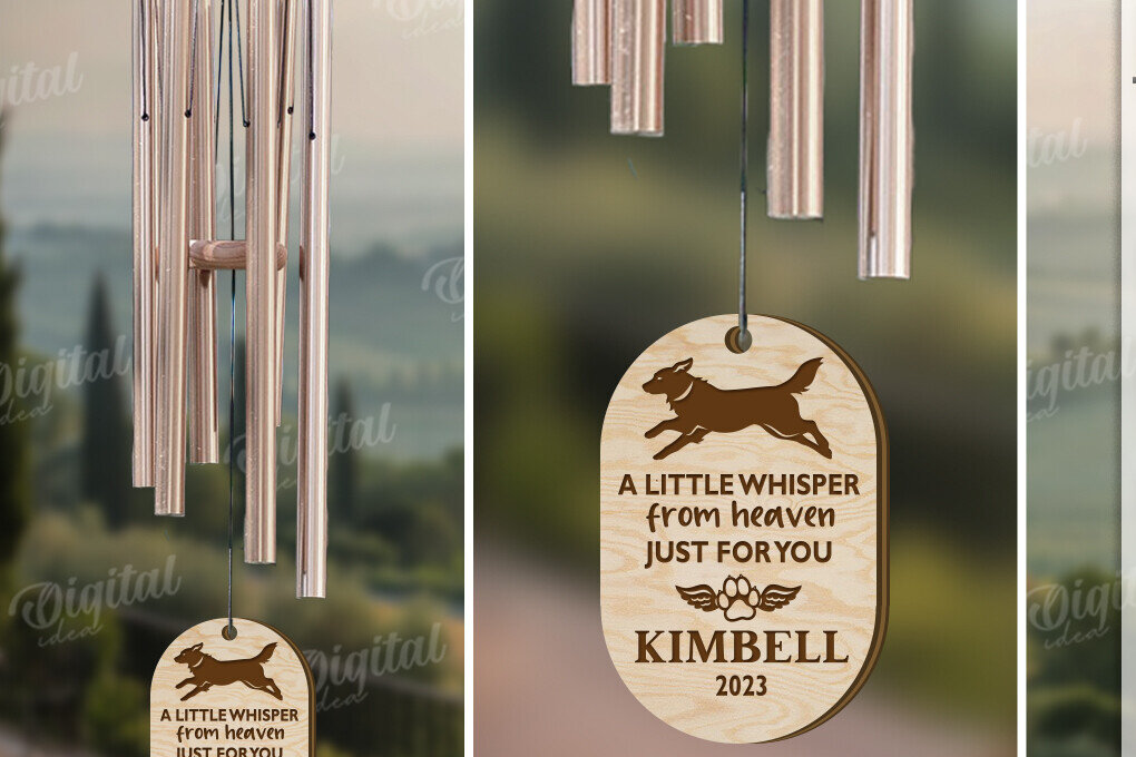 Σετ των 2 Intra απο ξύλο plywood 3mm-4mm πάχος – Pet Memorial Wind Chime Cut Laser Δίασταση  20x20 cm INTRAFABR-119675297