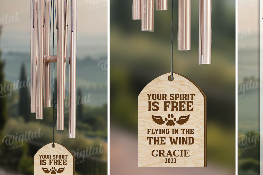 Σετ των 2 Intra απο ξύλο plywood 3mm-4mm πάχος – Pet Memorial Wind Chime Cut Laser Δίασταση  20x20 cm INTRAFABR-119675334