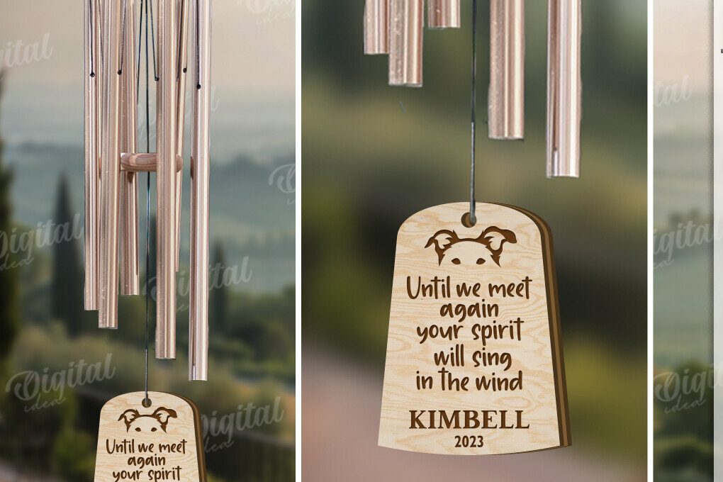 Σετ των 2 Intra απο ξύλο plywood 3mm-4mm πάχος – Pet Memorial Wind Chime Cut Laser Δίασταση  20x20 cm INTRAFABR-119675369