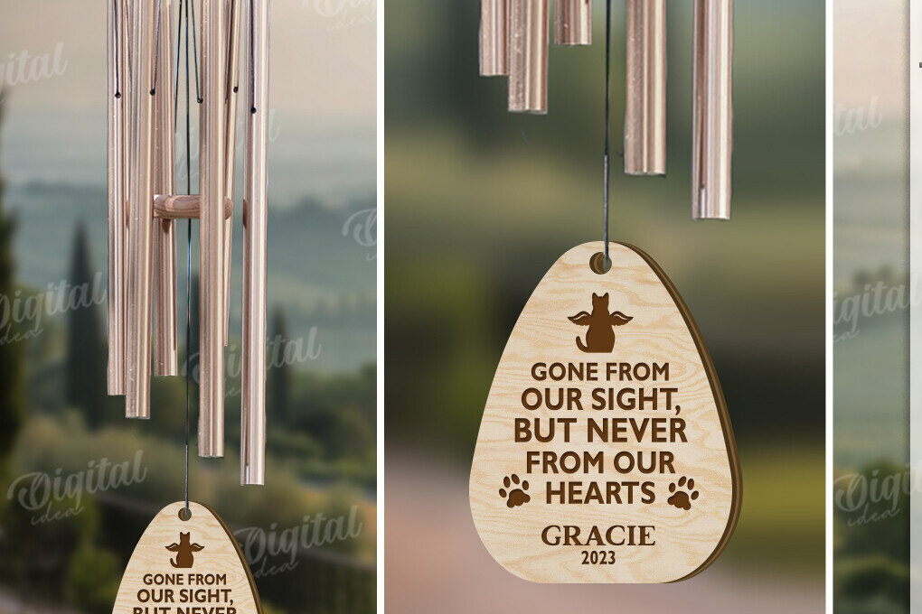 Σετ των 2 Intra απο ξύλο plywood 3mm-4mm πάχος – Pet Memorial Wind Chime Cut Laser Δίασταση  20x20 cm INTRAFABR-119675418