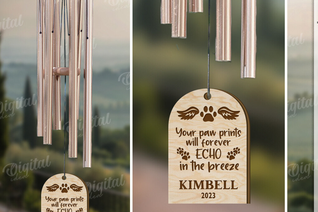 Σετ των 2 Intra απο ξύλο plywood 3mm-4mm πάχος – Pet Memorial Wind Chime Cut Laser Δίασταση  20x20 cm INTRAFABR-119675450