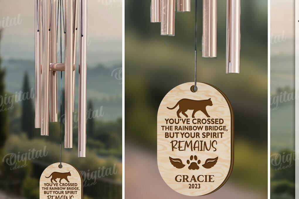 Σετ των 2 Intra απο ξύλο plywood 3mm-4mm πάχος – Pet Memorial Wind Chime Cut Laser Δίασταση  20x20 cm INTRAFABR-119675484