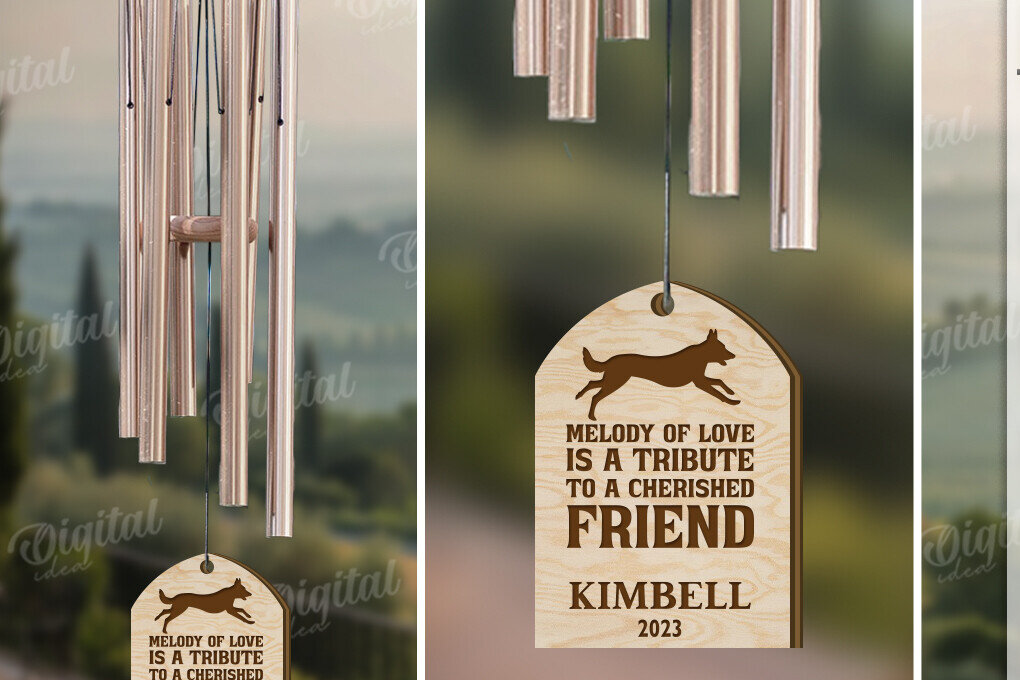Σετ των 2 Intra απο ξύλο plywood 3mm-4mm πάχος – Pet Memorial Wind Chime Cut Laser Δίασταση  20x20 cm INTRAFABR-119675527