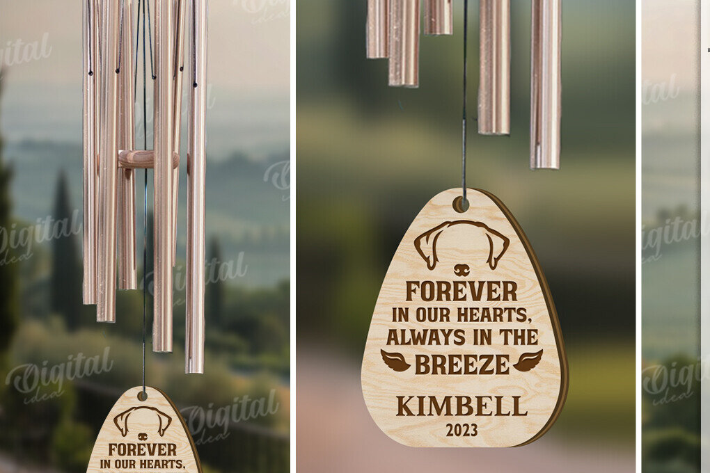 Σετ των 2 Intra απο ξύλο plywood 3mm-4mm πάχος – Pet Memorial Wind Chime Cut Laser Δίασταση  20x20 cm INTRAFABR-119675234