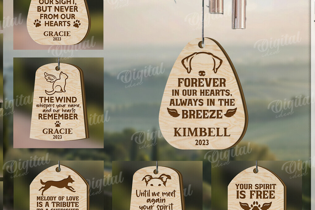 Σετ των 2 Intra απο ξύλο plywood 3mm-4mm πάχος – Pet Memorial Wind Chimes Bundle Δίασταση  20x20 cm INTRAFABR-119670935