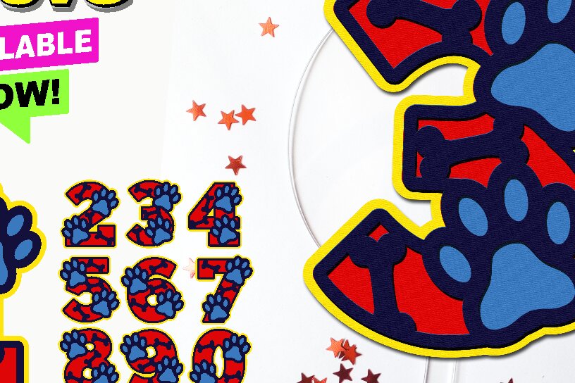 Σετ των 2 Intra απο ξύλο plywood 3mm-4mm πάχος – Pet Paw Numbers 3D Δίασταση  20x20 cm INTRAFABR-110866941