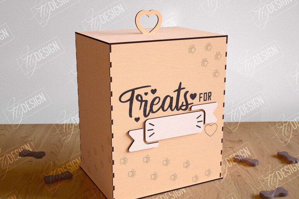 Σετ των 2 Intra απο ξύλο plywood 3mm-4mm πάχος – Pet Treat Box  κοπής με λέιζερ. 3D κουτί Δίασταση  20x20 cm INTRAFABR-114815216