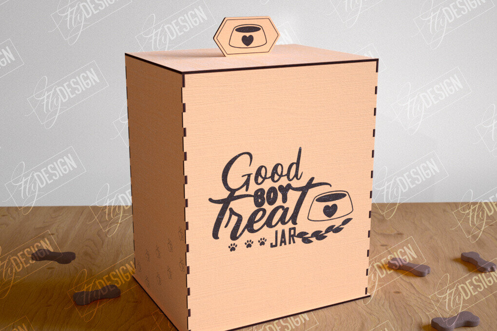 Σετ των 2 Intra απο ξύλο plywood 3mm-4mm πάχος – Pet Treat Box  κοπής με λέιζερ. 3D κουτί Δίασταση  20x20 cm INTRAFABR-114815259