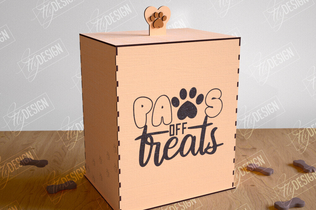 Σετ των 2 Intra απο ξύλο plywood 3mm-4mm πάχος – Pet Treat Box  κοπής με λέιζερ. 3D κουτί Δίασταση  20x20 cm INTRAFABR-114815281