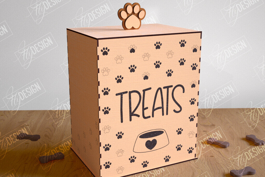 Σετ των 2 Intra απο ξύλο plywood 3mm-4mm πάχος – Pet Treat Box  κοπής με λέιζερ. 3D κουτί Δίασταση  20x20 cm INTRAFABR-114815018