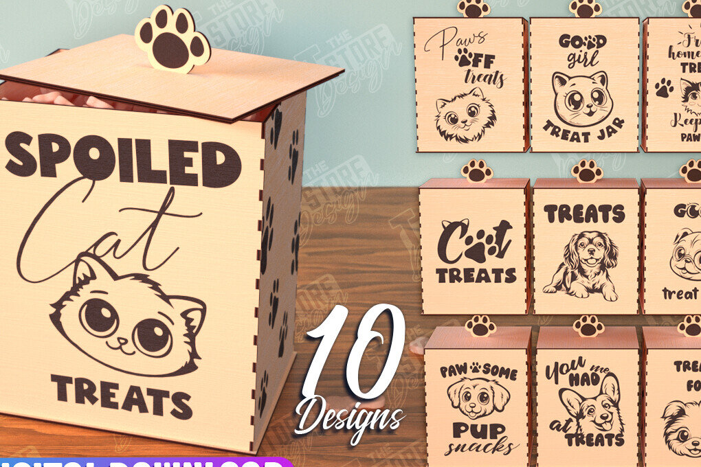 Σετ των 2 Intra απο ξύλο plywood 3mm-4mm πάχος – Pet Treat Containers Bundle | Λιχουδιές Δίασταση  20x20 cm INTRAFABR-112630784