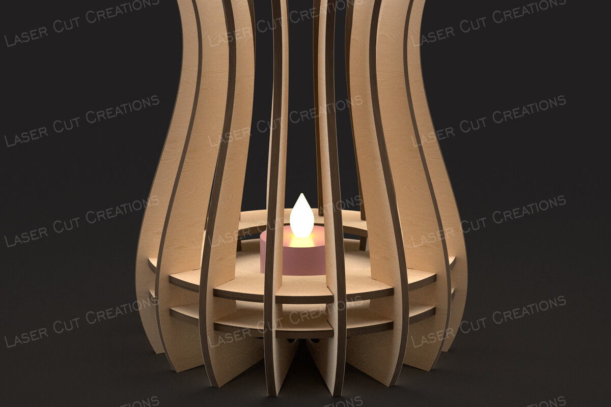 Σετ των 2 Intra απο ξύλο plywood 3mm-4mm πάχος – Κηροπήγιο σε σχήμα πετάλου Δίασταση  20x20 cm INTRAFABR-125082718