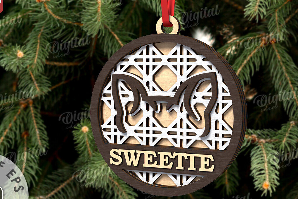 Σετ των 2 Intra απο ξύλο plywood 3mm-4mm πάχος –  κοπής με λέιζερ Χριστουγεννιάτικο στολίδι για κατοικίδια Δίασταση  20x20 cm INTRAFABR-108103989