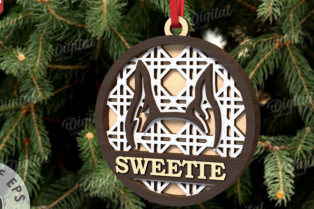 Σετ των 2 Intra απο ξύλο plywood 3mm-4mm πάχος –  κοπής με λέιζερ Χριστουγεννιάτικο στολίδι για κατοικίδια Δίασταση  20x20 cm INTRAFABR-108104050