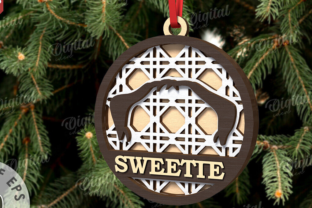 Σετ των 2 Intra απο ξύλο plywood 3mm-4mm πάχος –  κοπής με λέιζερ Χριστουγεννιάτικο στολίδι για κατοικίδια Δίασταση  20x20 cm INTRAFABR-108104062