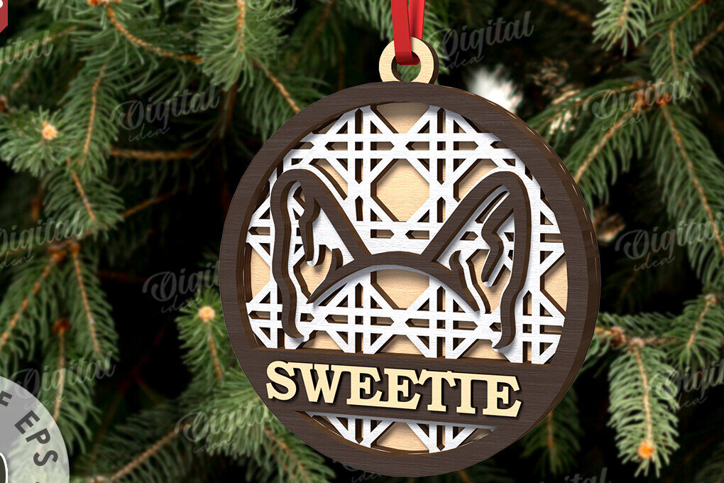 Σετ των 2 Intra απο ξύλο plywood 3mm-4mm πάχος –  κοπής με λέιζερ Χριστουγεννιάτικο στολίδι για κατοικίδια Δίασταση  20x20 cm INTRAFABR-108104742