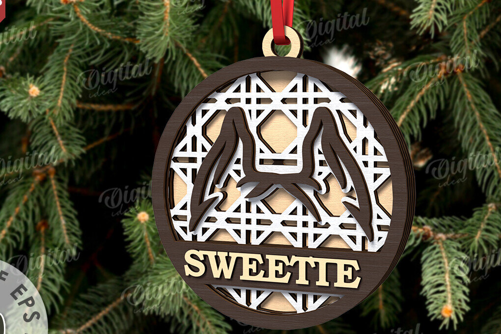 Σετ των 2 Intra απο ξύλο plywood 3mm-4mm πάχος –  κοπής με λέιζερ Χριστουγεννιάτικο στολίδι για κατοικίδια Δίασταση  20x20 cm INTRAFABR-108026334