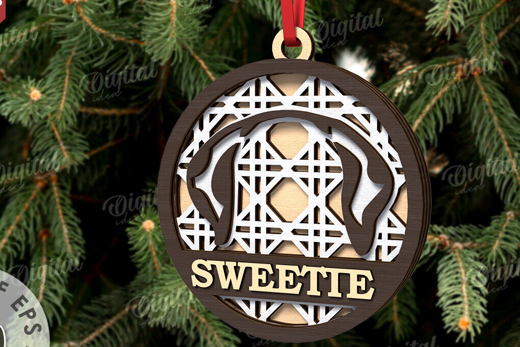 Σετ των 2 Intra απο ξύλο plywood 3mm-4mm πάχος –  κοπής με λέιζερ Χριστουγεννιάτικο στολίδι για κατοικίδια Δίασταση  20x20 cm INTRAFABR-108026418