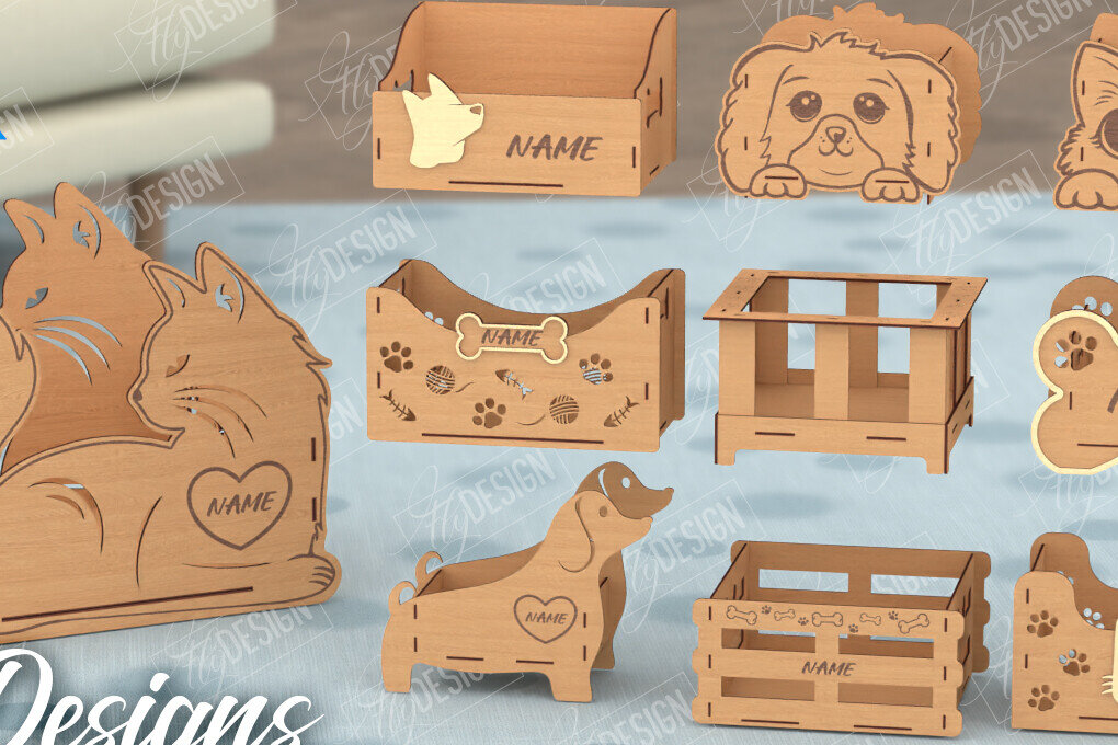 Σετ των 2 Intra απο ξύλο plywood 3mm-4mm πάχος – Πακέτο παιχνιδιών για κατοικίδια | Αποθήκευση παιχνιδιών για κατοικίδια Δίασταση  20x20 cm INTRAFABR-115684559