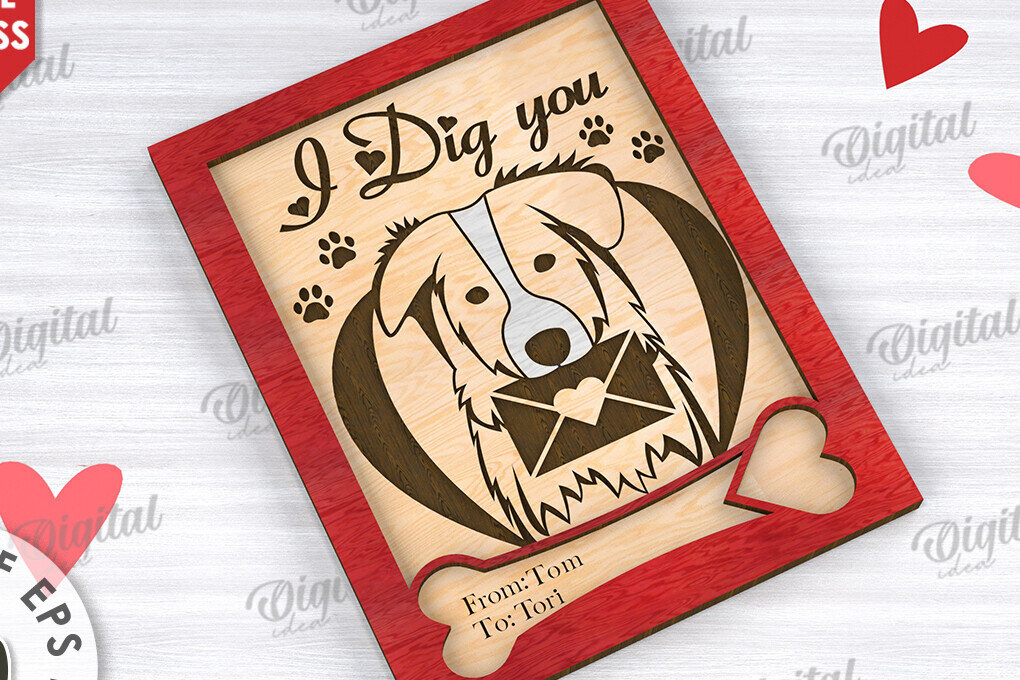 Σετ των 2 Intra απο ξύλο plywood 3mm-4mm πάχος – Κάρτα για την Ημέρα του Αγίου Βαλεντίνου για κατοικίδια, Δίασταση  20x20 cm INTRAFABR-111610732