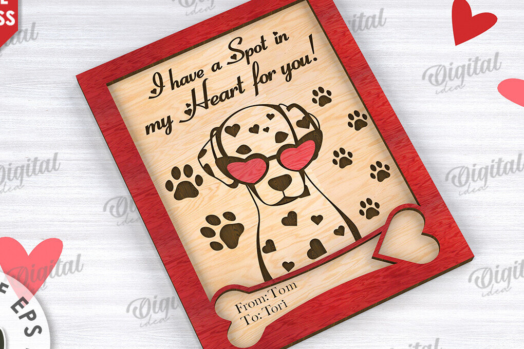 Σετ των 2 Intra απο ξύλο plywood 3mm-4mm πάχος – Κάρτα για την Ημέρα του Αγίου Βαλεντίνου για κατοικίδια, Δίασταση  20x20 cm INTRAFABR-111610481