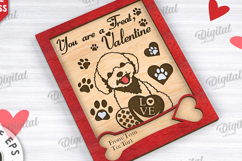 Σετ των 2 Intra απο ξύλο plywood 3mm-4mm πάχος – Κάρτα για την Ημέρα του Αγίου Βαλεντίνου για κατοικίδια, Δίασταση  20x20 cm INTRAFABR-111610522