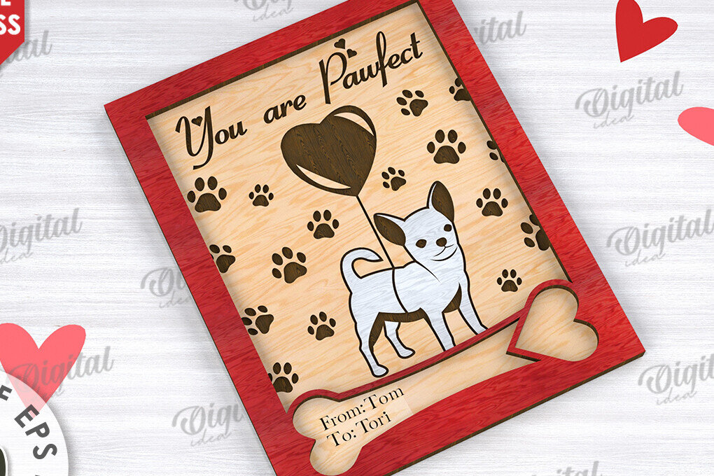 Σετ των 2 Intra απο ξύλο plywood 3mm-4mm πάχος – Κάρτα για την Ημέρα του Αγίου Βαλεντίνου για κατοικίδια, Δίασταση  20x20 cm INTRAFABR-111610566