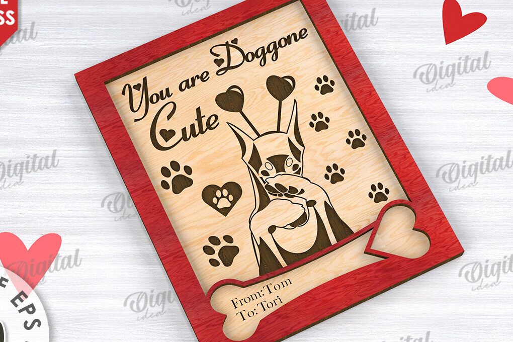 Σετ των 2 Intra απο ξύλο plywood 3mm-4mm πάχος – Κάρτα για την Ημέρα του Αγίου Βαλεντίνου για κατοικίδια, Δίασταση  20x20 cm INTRAFABR-111610663