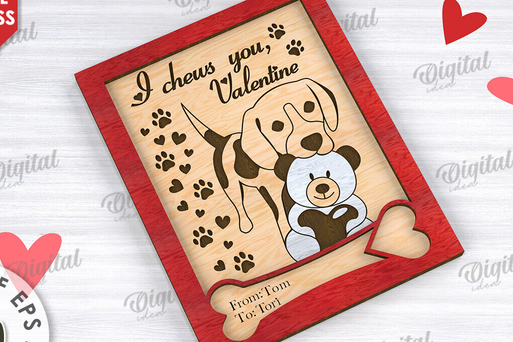 Σετ των 2 Intra απο ξύλο plywood 3mm-4mm πάχος – Κάρτα για την Ημέρα του Αγίου Βαλεντίνου για κατοικίδια, Δίασταση  20x20 cm INTRAFABR-111610687