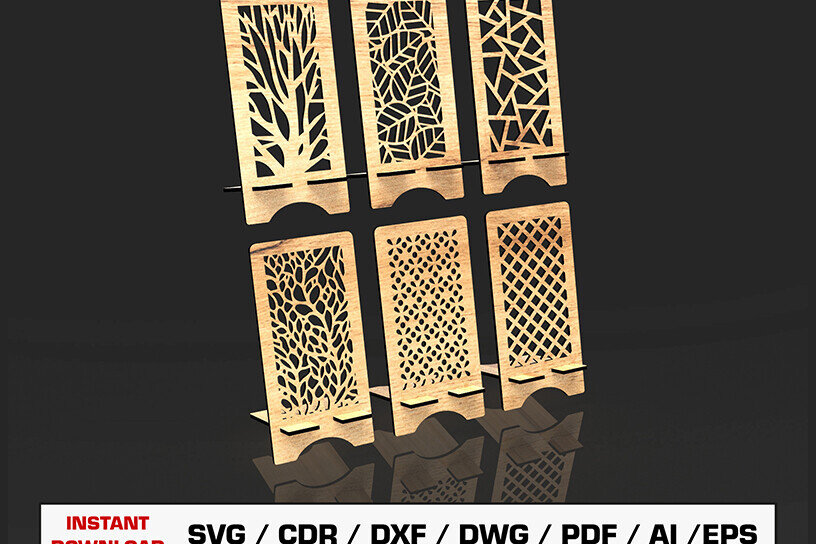 Σετ των 2 Intra απο ξύλο plywood 3mm-4mm πάχος – Αρχεία κοπής λέιζερ θήκης τηλεφώνου Δίασταση  20x20 cm INTRAFABR-93306162