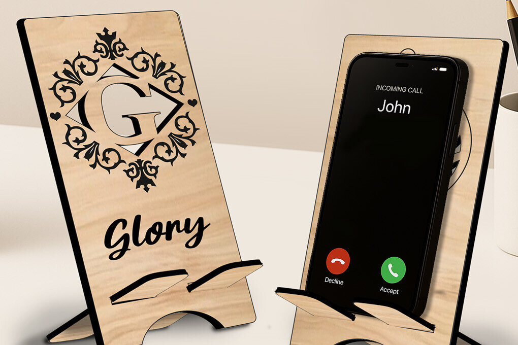 Σετ των 2 Intra απο ξύλο plywood 3mm-4mm πάχος – Βάση τηλεφώνου Letter G Monogram Stand Δίασταση  20x20 cm INTRAFABR-122808824