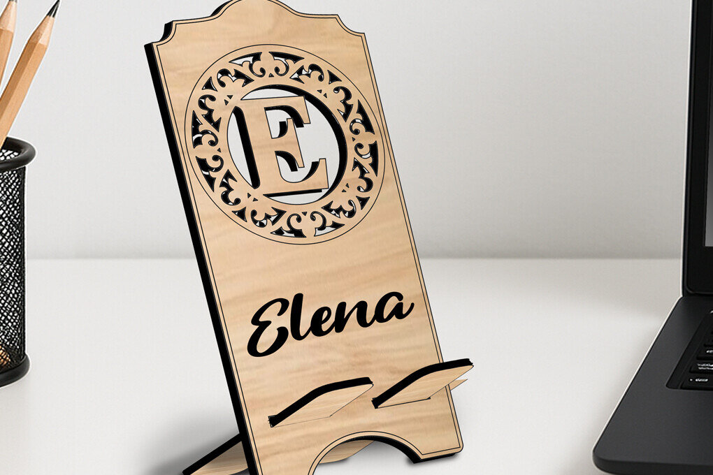 Σετ των 2 Intra απο ξύλο plywood 3mm-4mm πάχος – Τηλεφωνική επιστολή E Κάτοχος Fleur-de-lis Δίασταση  20x20 cm INTRAFABR-122976658