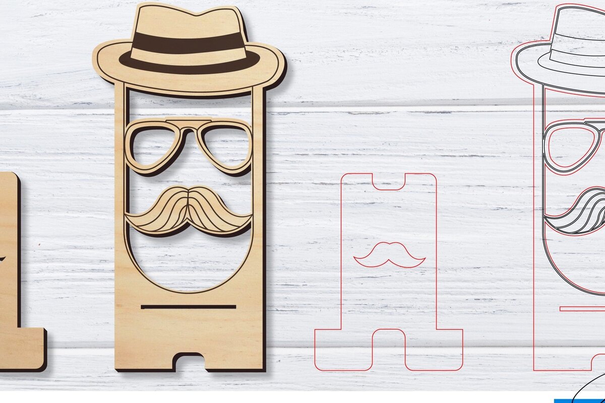 Σετ των 2 Intra απο ξύλο plywood 3mm-4mm πάχος – Κοπή λέιζερ βάσης τηλεφώνου | Κινητό Τηλέφωνο Δίασταση  20x20 cm INTRAFABR-33564386