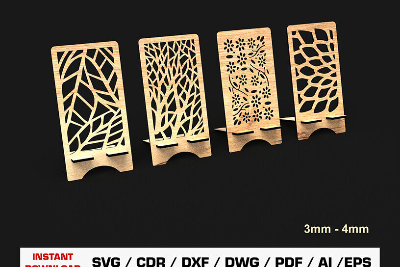 Σετ των 2 Intra απο ξύλο plywood 3mm-4mm πάχος – Αρχείο κοπής με λέιζερ βάσης τηλεφώνου Δίασταση  20x20 cm INTRAFABR-105212436